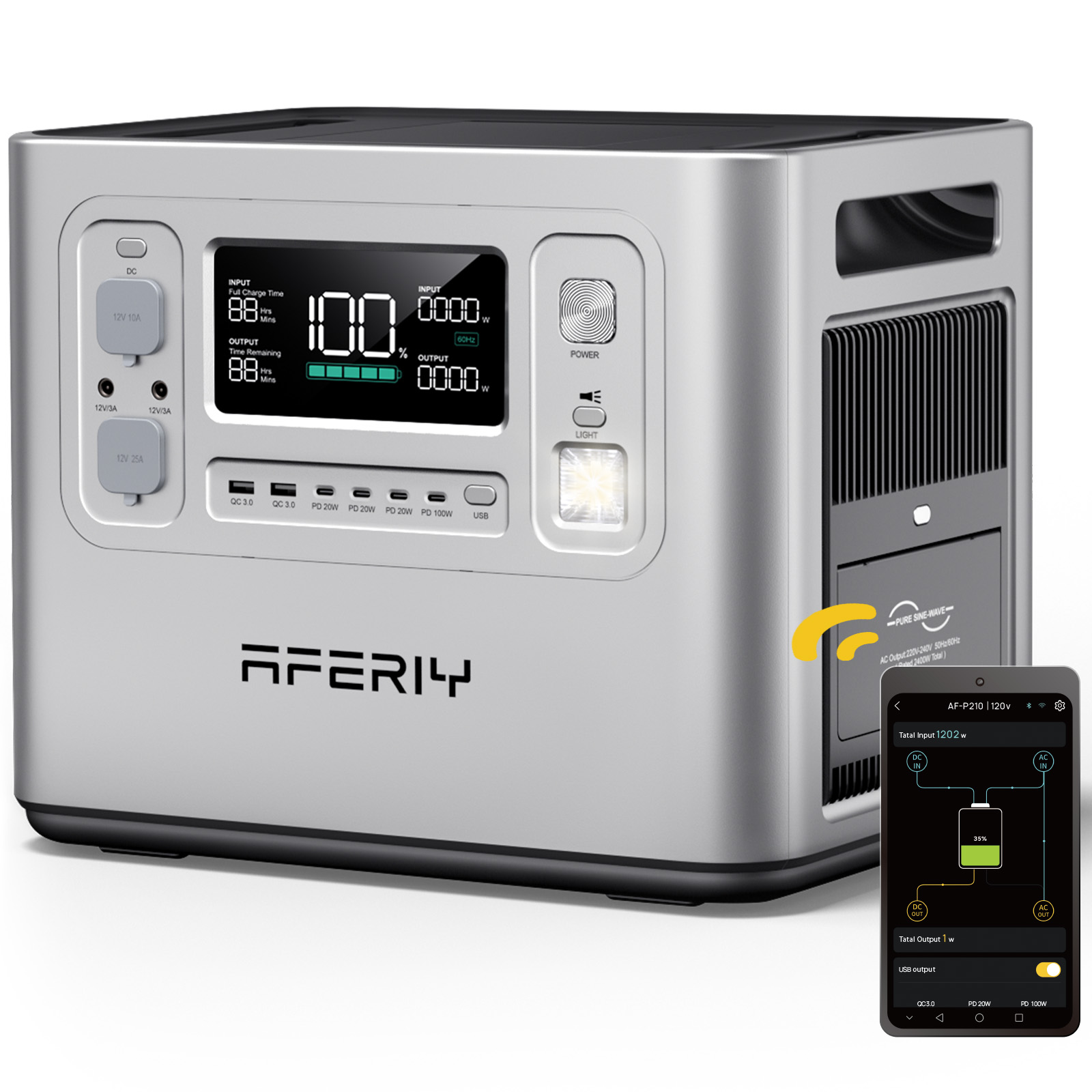 Portable Power Station - محطة طاقة محمولة P210 فضية بسعة