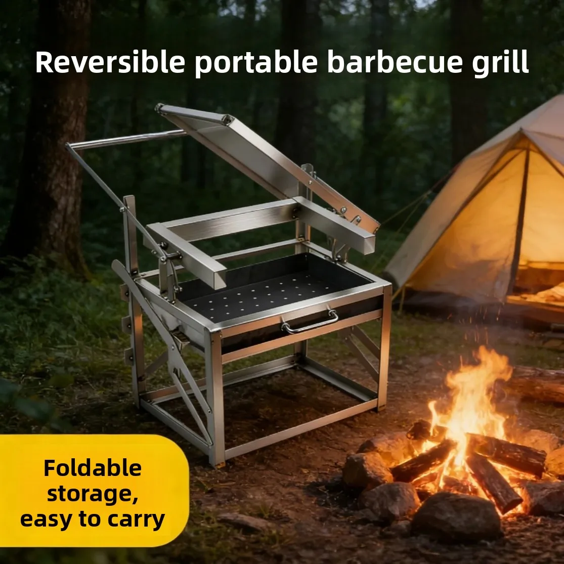 شواية باربكيو متينة ذات دوران  - مراجعة Outdoor Camping Bbq وسعره