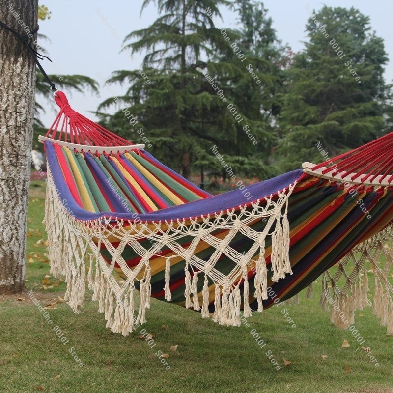 أرجوحة قماشية مزدوجة مع شراشيب - مراجعة Outdoor Camping Hammock Chair وسعره
