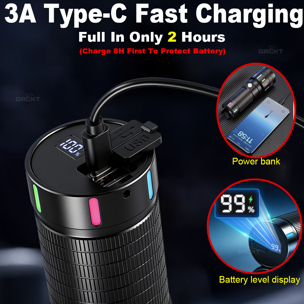 مصباح LED قوي للغاية بقوة 8000 - مراجعة Battery Outdoor Camping وسعره