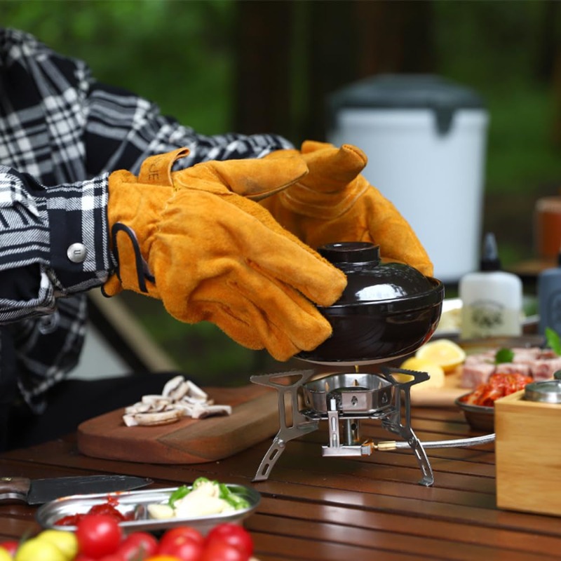 قفازات مقاومة للحرارة والاشتعا - مراجعة Outdoor Camping Bbq وسعره